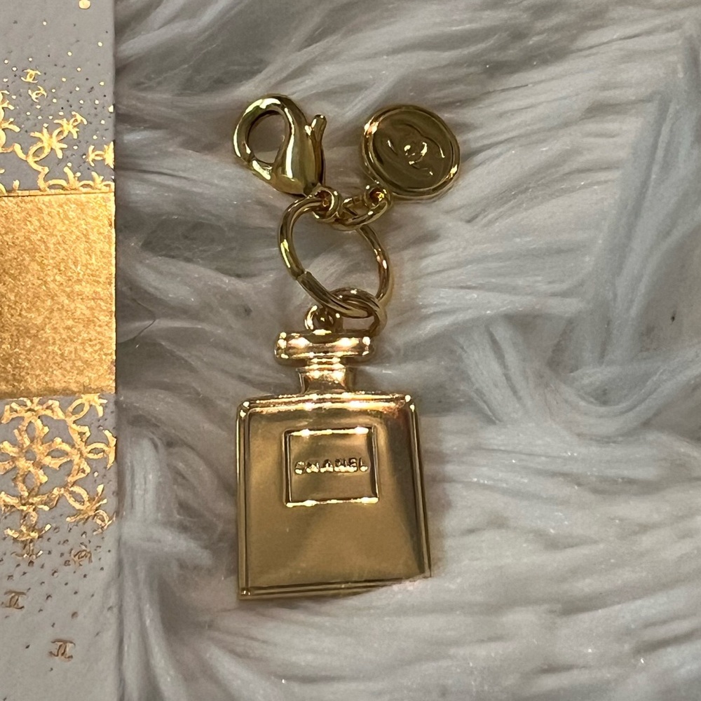 Authentic Chanel Double Sided Perfume Bottle Logo Charm & Small Blank Ca… - Picture 5 of 6